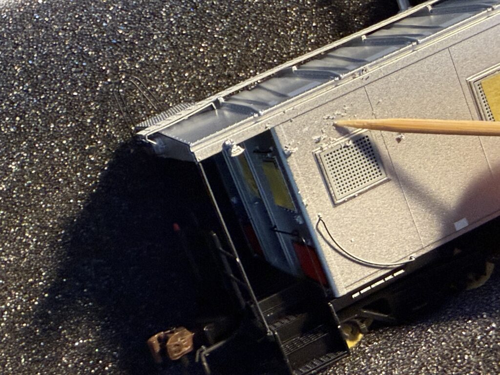 BC&W caboose: cleaning up with a toothpick