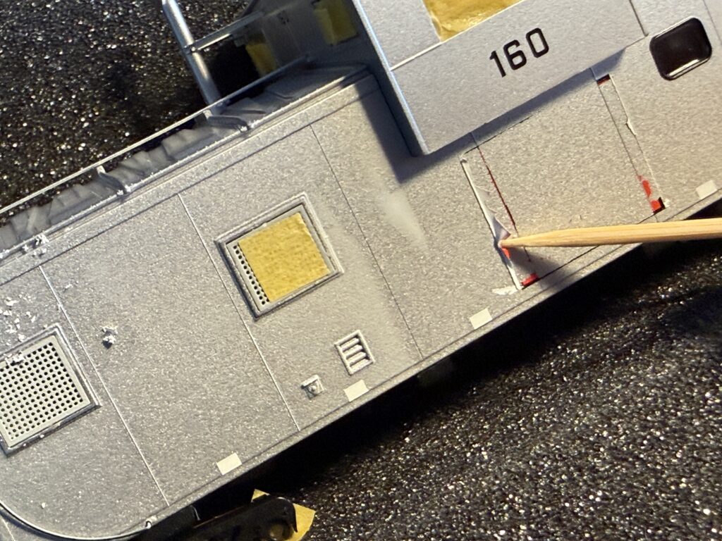 BC&W caboose: cleaning up with a toothpick