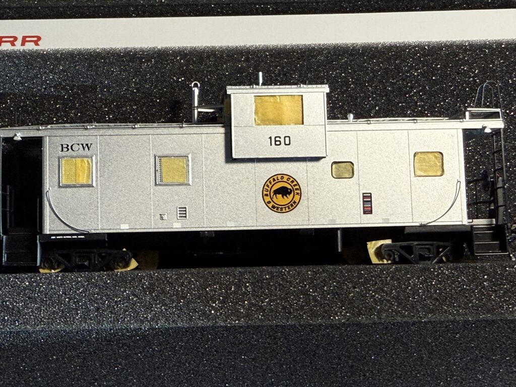 BC&W Caboose, reporting marks and logo applied.