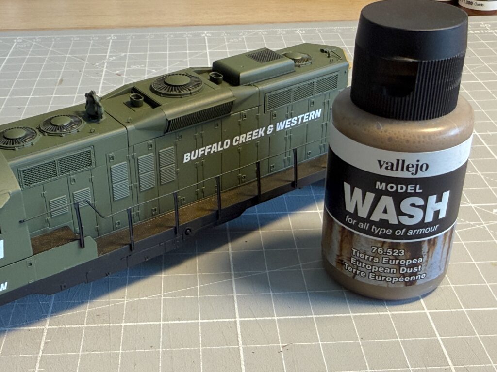 Weathering a locomotive: light wash