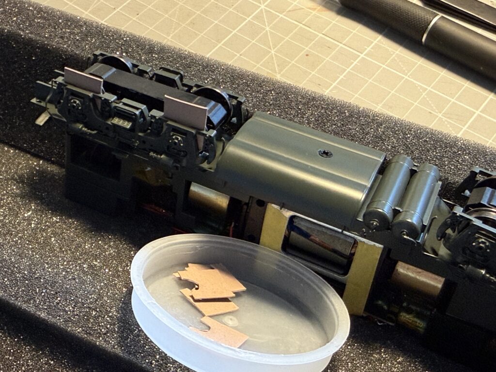 Cardboard jigs to mask the wheels