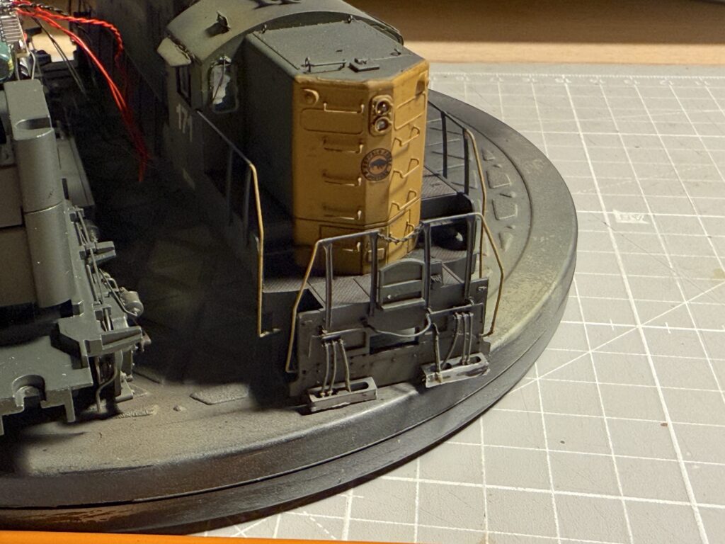 Weathering a locomotive: modified step boards installed