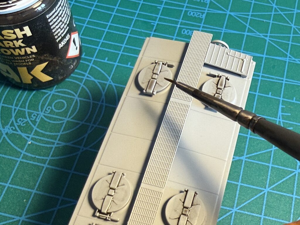 Weathering a covered hopper: black wash