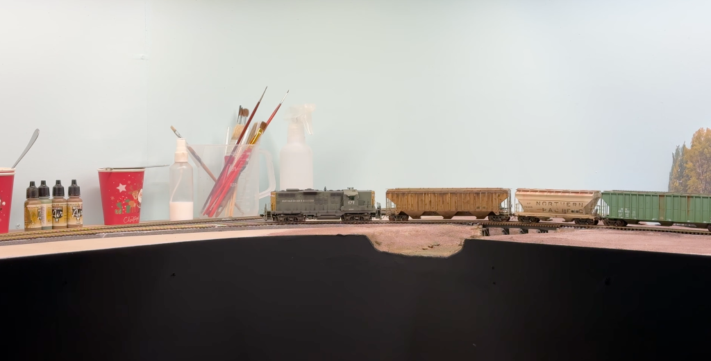 Shoving cars toward Prairie Valley Grain elevator