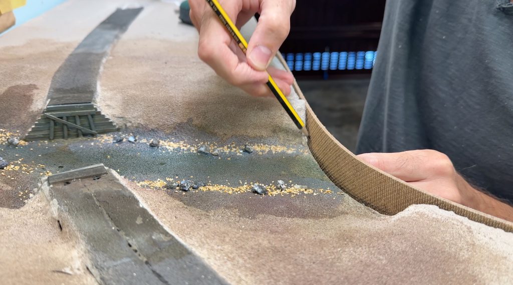 Bridge scenery: marking where to cut fascia